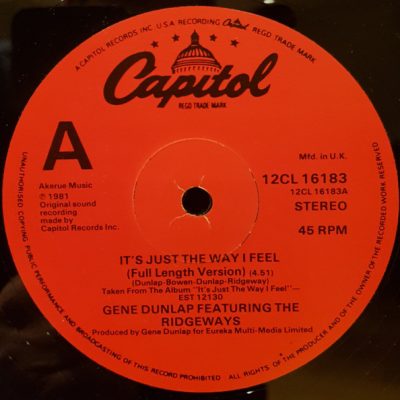 Gene Dunlap Featuring The Ridgeways ‎– It's Just The Way I Feel