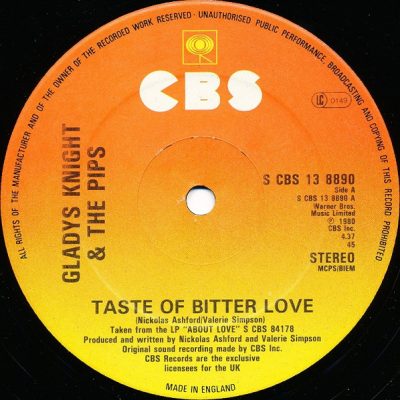 Gladys Knight & The Pips ‎– Taste Of Bitter Love